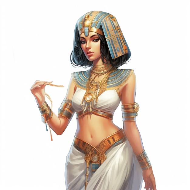 Vector beautiful egyptian pharaoh goddess cleopatra watercolor drawing vector illustration