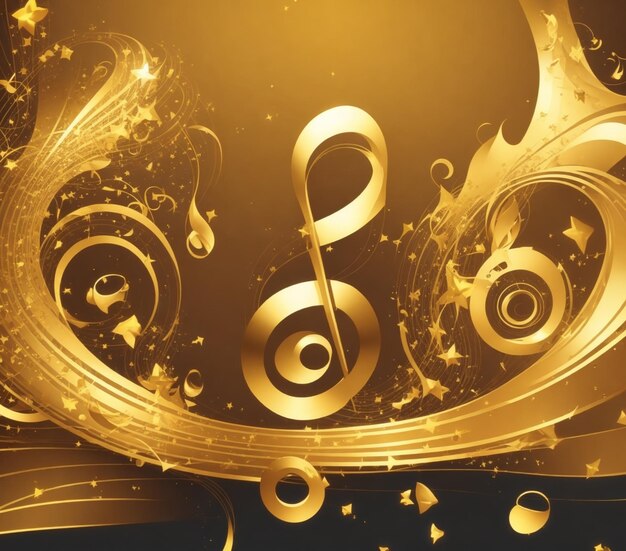 vector beautiful music sound golden notes background