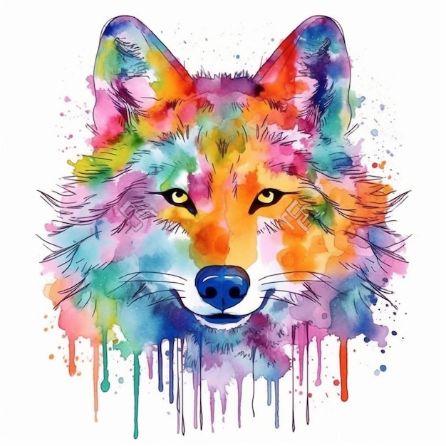 Vector beautiful wolf watercolor paint ilustration