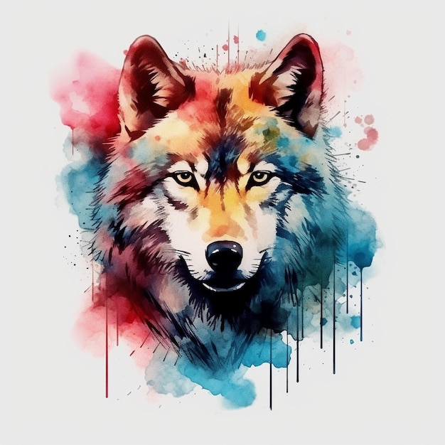 Vector beautiful wolf watercolor paint ilustration