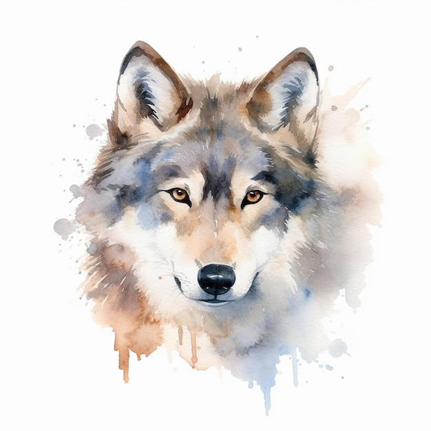 Vector beautiful wolf watercolor paint ilustration