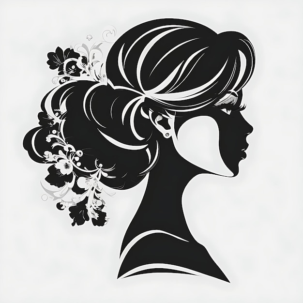 Photo vector beautiful woman silhouette beauty salons beauty care cosmetics logo print poster design ai