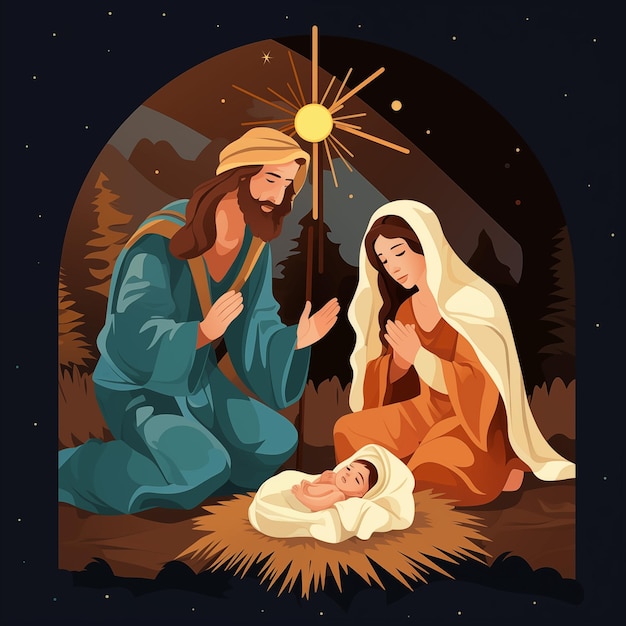 Photo a vector of birth of jesus