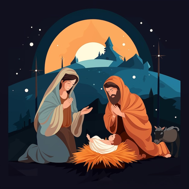 Photo a vector of birth of jesus