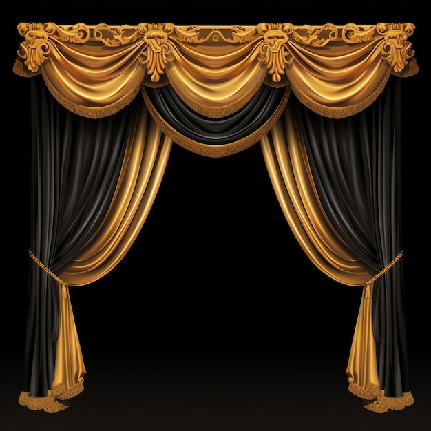 vector black and gold stage curtain