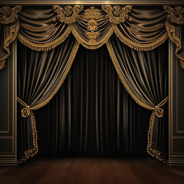 vector black and gold stage curtain