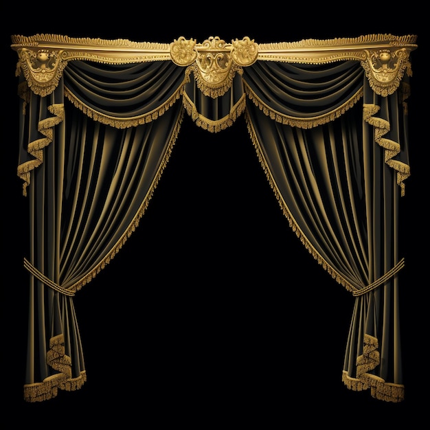 vector black and gold stage curtain