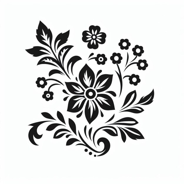 Photo vector black and white flower pattern