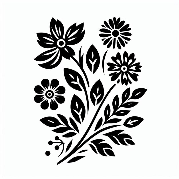 Photo vector black and white flower pattern