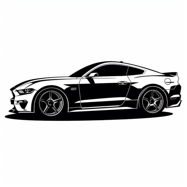 Vector black and white view car vector illustration for conceptual design