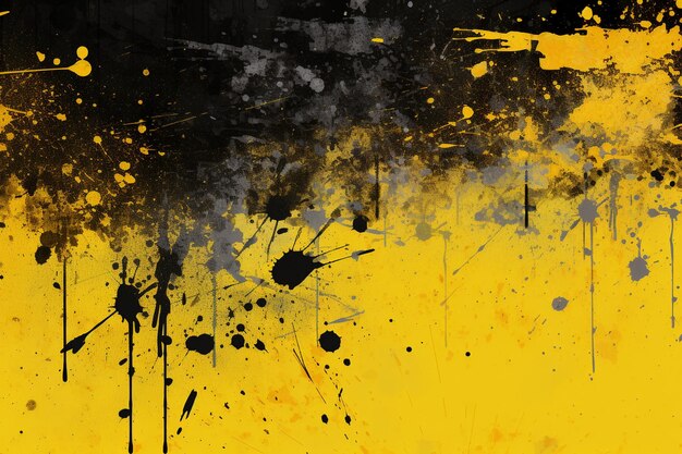 Vector black and yellow abstract dirty grunge background