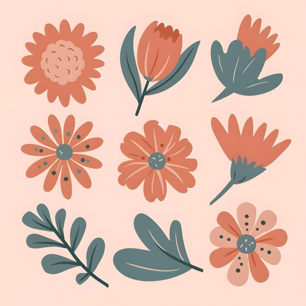 Vector bloem heldere pastelkleuren platte illustratie bloemige botanische lente natuurtuin