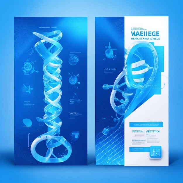 Vector blue medical dna banner for healthcare science works