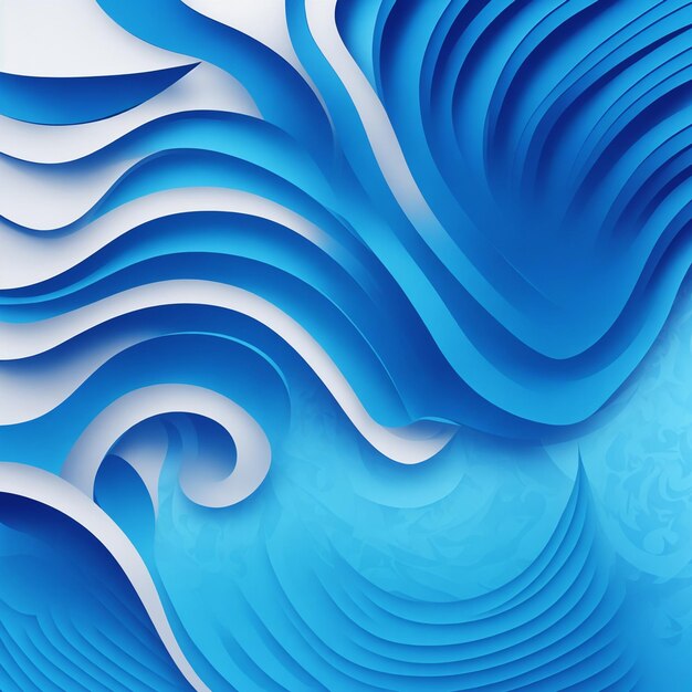 Vector blue papercut style wavy abstract background design