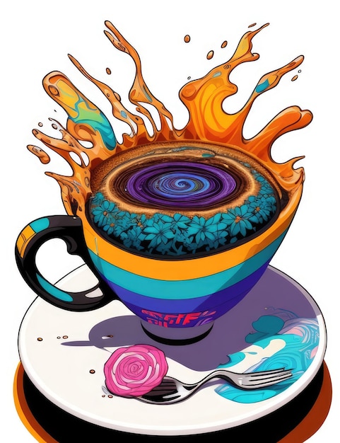 Foto vector brew warmtoned galaxy in una maglietta con tazza di caffè
