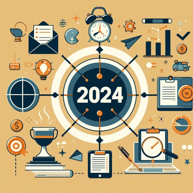 vector Business goals planning concept for 2024