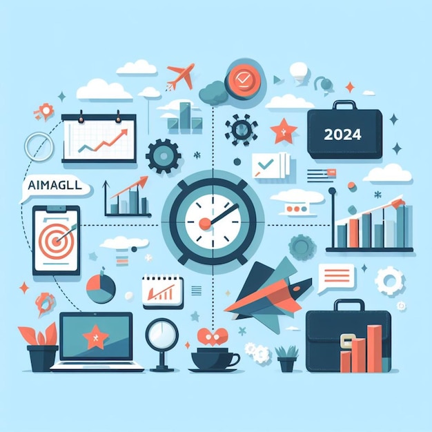 vector Business goals planning concept for 2024