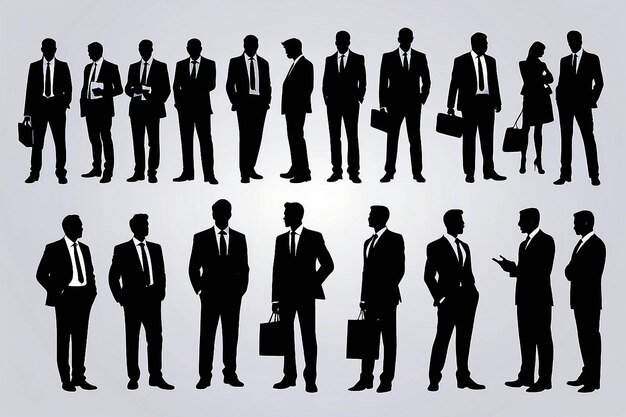 Photo vector business man silhouetteset of silhouettes of business peoplevector black isolated