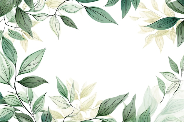 Photo vector card of green watercolor floral branches and leaves background