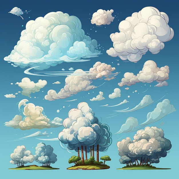 Photo vector cartoon clouds collection