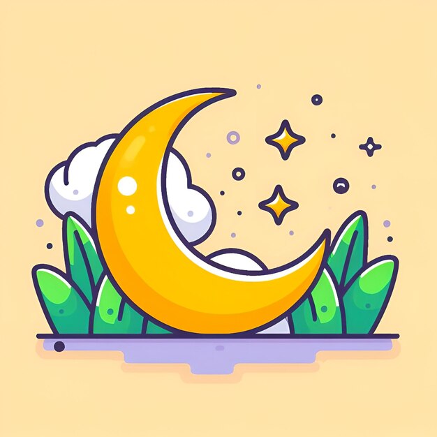 Vector cartoon crescent icon design