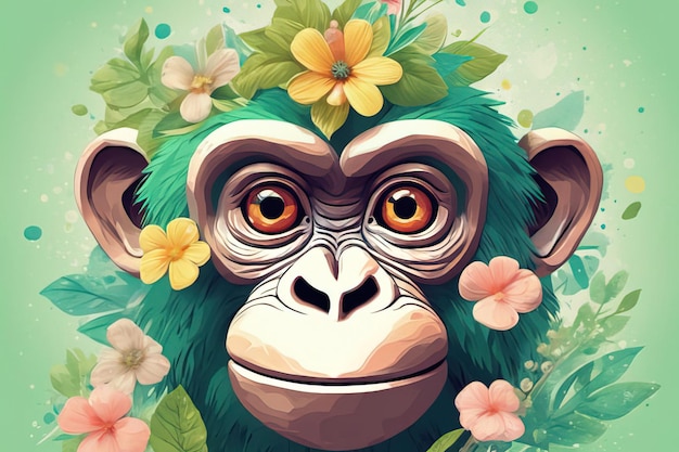 vector cartoon cute monkey illustration