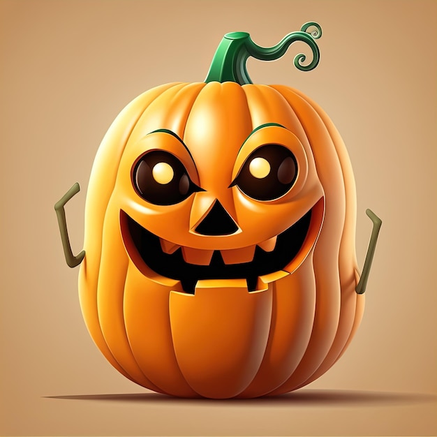 vector cartoon halloween pumpkin with big eyes on dark backgroundhappy halloween background with pum