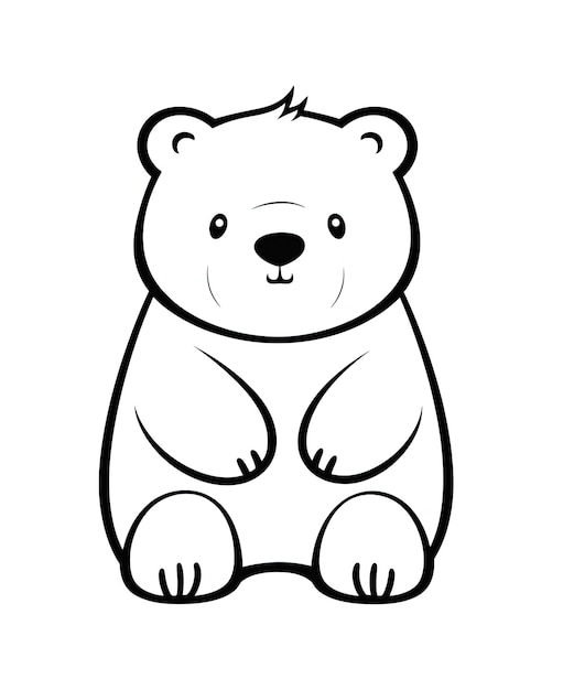 Photo vector cartoon lovely teddy bear animal coloring page monohrome black animal illustration