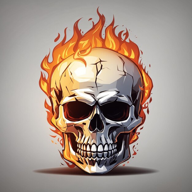 Vector cartoon realistic scary human skull