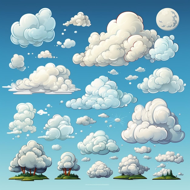 Foto vector cartoon wolken collectie