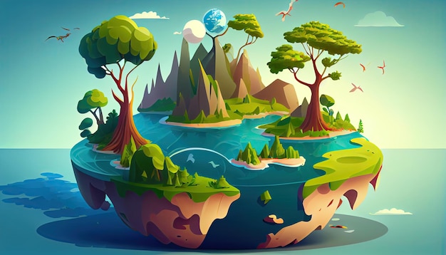 Vector cartoon world environment Earth Day the importance of loving nature