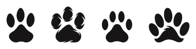 Photo vector cat and dog paws icom logo set of different sizes on white background