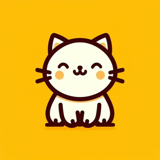 vector cat with yellow background