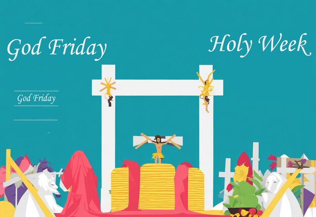 Photo vector celebrate the holy week good friday background with crucifixion design