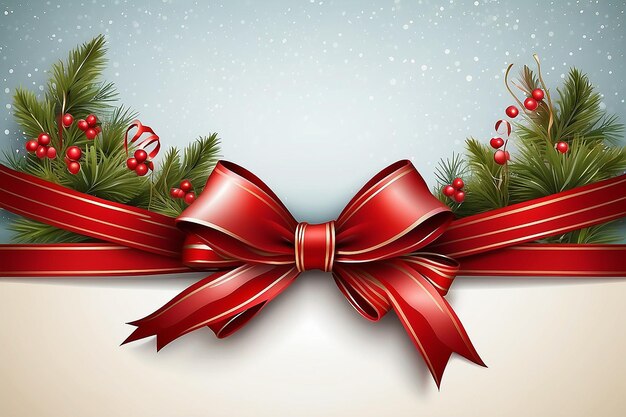 Vector christmas background with ribbon and bow