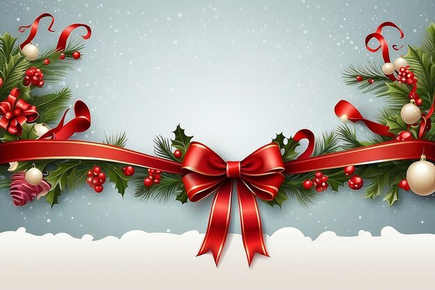 Vector christmas background with ribbon and bow