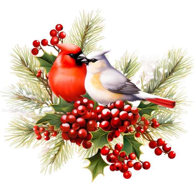 Vector christmas bullfinches watercolor in hand drawn style vector illustration design element
