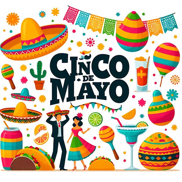 vector cinco de mayo a poster for a mexican mexican hat with a picture of a couple on it