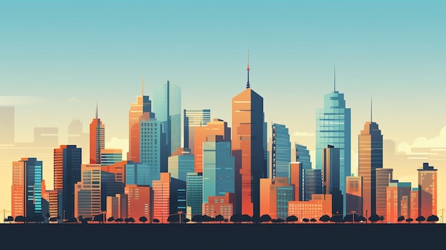 vector cityscape flat building skyline vector