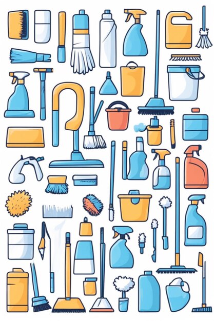 Photo vector cleaning supplies doodle icons