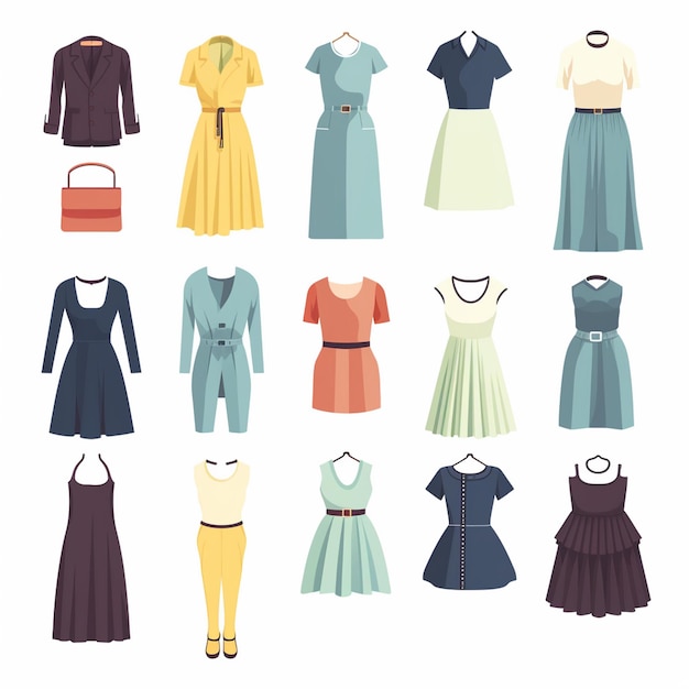 vector clothing illustration clothes isolated design icon cloth fashion garment set wear
