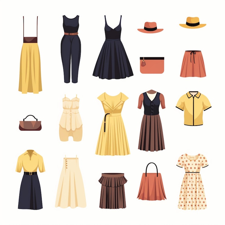 Photo vector clothing illustration clothes isolated design icon cloth fashion garment set wear