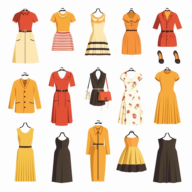 vector clothing illustration clothes isolated design icon cloth fashion garment set wear
