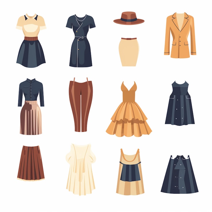 Photo vector clothing illustration clothes isolated design icon cloth fashion garment set wear
