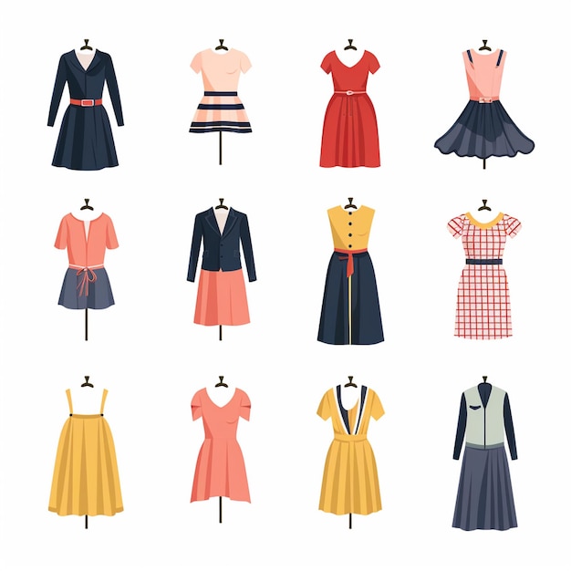 vector clothing illustration clothes isolated design icon cloth fashion garment set wear