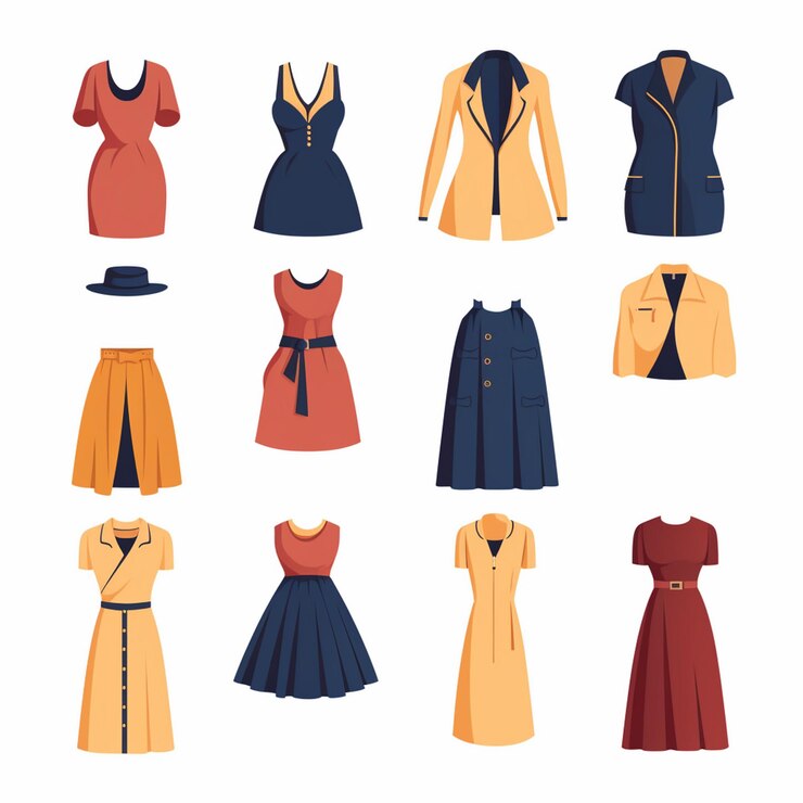 Photo vector clothing illustration clothes isolated design icon cloth fashion garment set wear