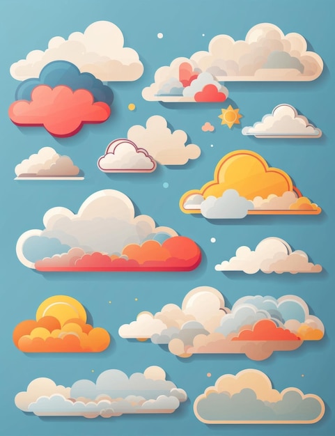 vector cloud sticker clipart vector set flat design