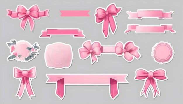 Photo vector collection of decorative vintage ribbons in charming pink style