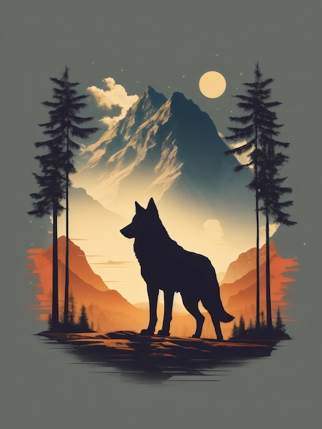 Photo vector color art design style concept of wolf created with generative ai