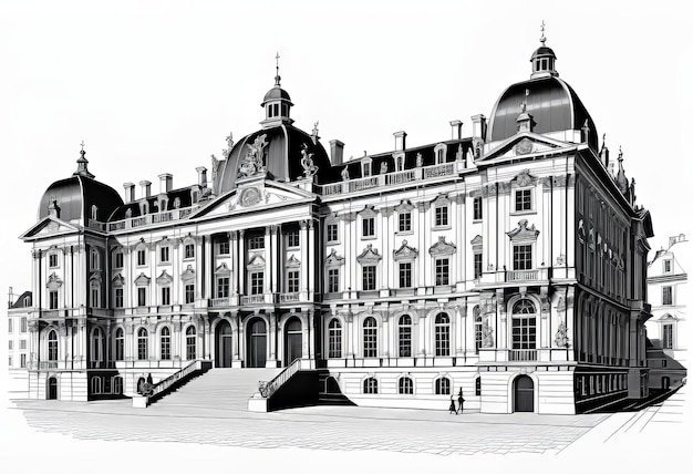 Vector color illustration beautiful palace architectural landmark of the 16th18th century